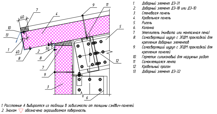 Узел 23 с обозначением элементов и креплений